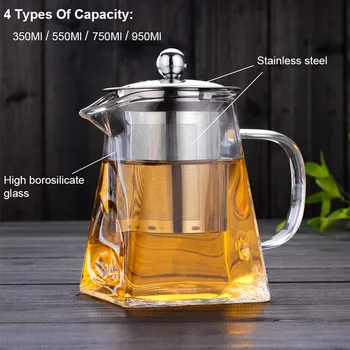 

Tea Pots Heat Resistant Glass Tea Pot Tea Infuser Chinese Kung Fu Tea Set Kettle Coffee Glass Maker Convenient Office Tea Sets