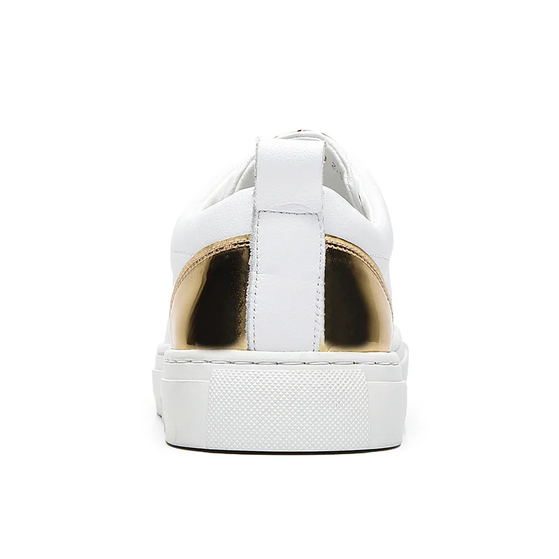 XINYIDA Genuine Leather Men Skateboarding Shoes Slip On Breathable Casual Jogging Shoes Thick Sole Increasing White Sneakers Men