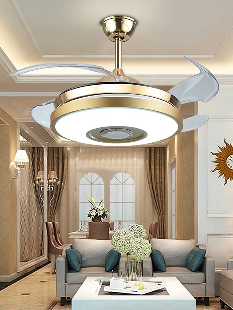 Невидимый потолочный вентилятор огни дистанционное управление современные лампы 42 дюймов bluetooth 3 цвета плафон sans lumiere освещение столовая кровать