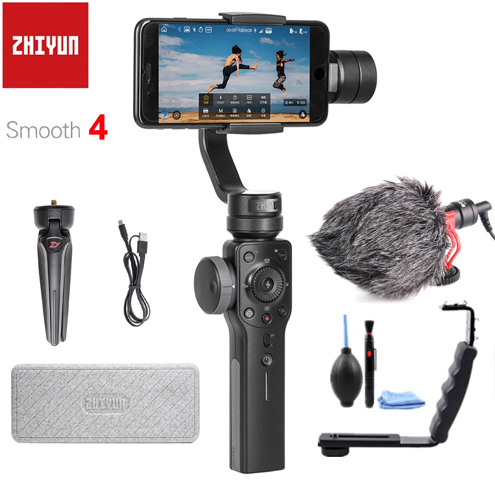  Zhiyun Smooth 4 3-Axis Handheld Smartphone Gimbal Stabilizer for iPhone X Samsung with Portable Bag