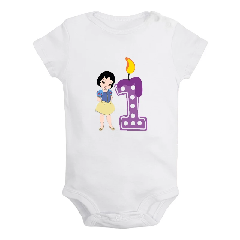 JaBaby2826WD Милая маленькая Тиана Аврора, Белоснежка, свечи на первый день рождения, Одежда для новорожденных, комбинезон с принтом, боди, одежда, подарок на день рождения - Цвет: JaBaby2826WD