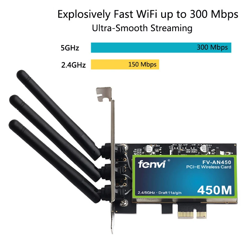 450 Мбит/с двухдиапазонный беспроводной WiFi PCI-Express адаптер настольная карта 2,4 ГГц/5 ГГц PCI-E сетевая карта WLAN Wi-Fi с 3 антеннами