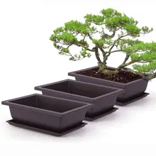 10PCS/5Sets Training Pots With Tray Plastic Bonsai Plants Pot Square Plastic Plant Pots With Square Trays For Flower Succulent