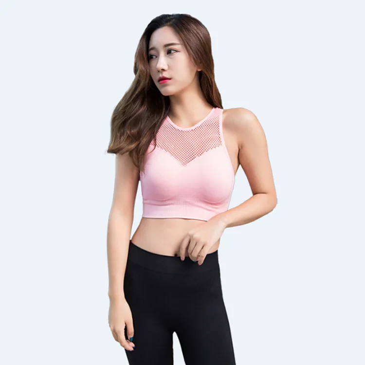 

2020 new women's sports bra new creative solid color running fitness mesh ventilation exercise Yoga Fitness bra women gym bar