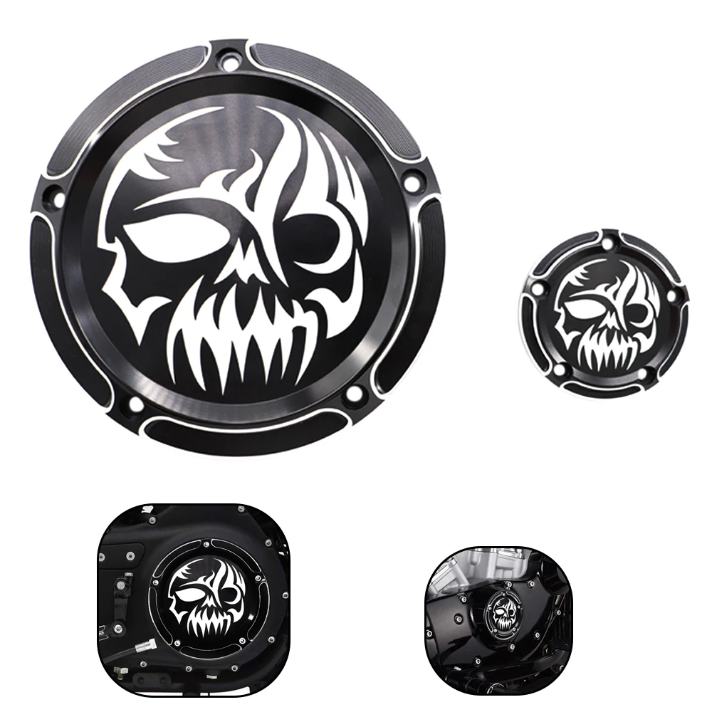 

CNC Derby Timer Timing Engine Cover For Dyna FLD Street Glide FLHTK FLHRS Fatboy FXSTB - Skull