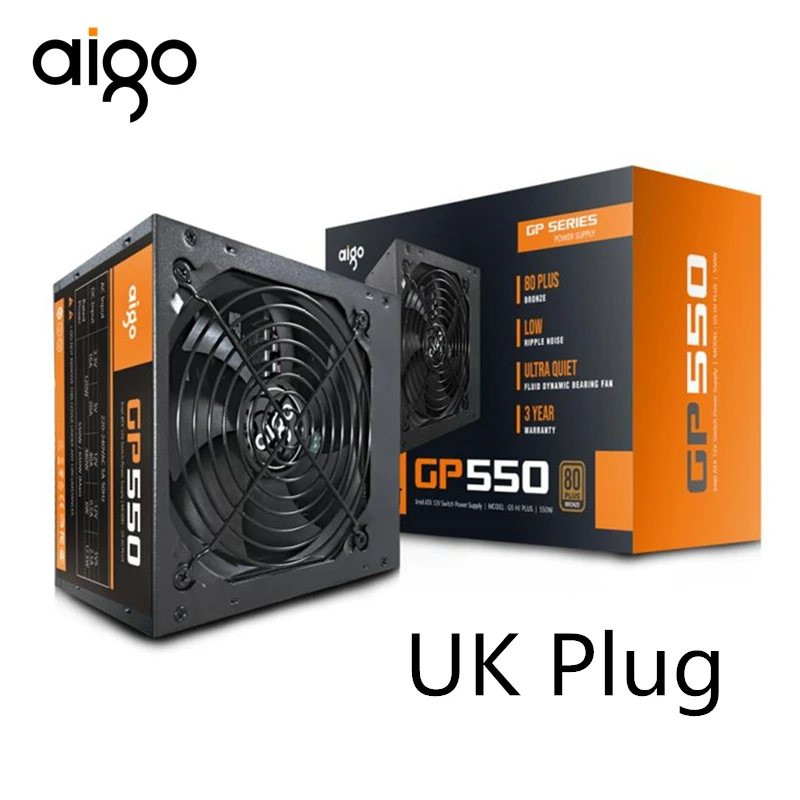 Блок питания Aigo для компьютера 550 Вт блок ATX 80 plus бронзовая штепсельная вилка