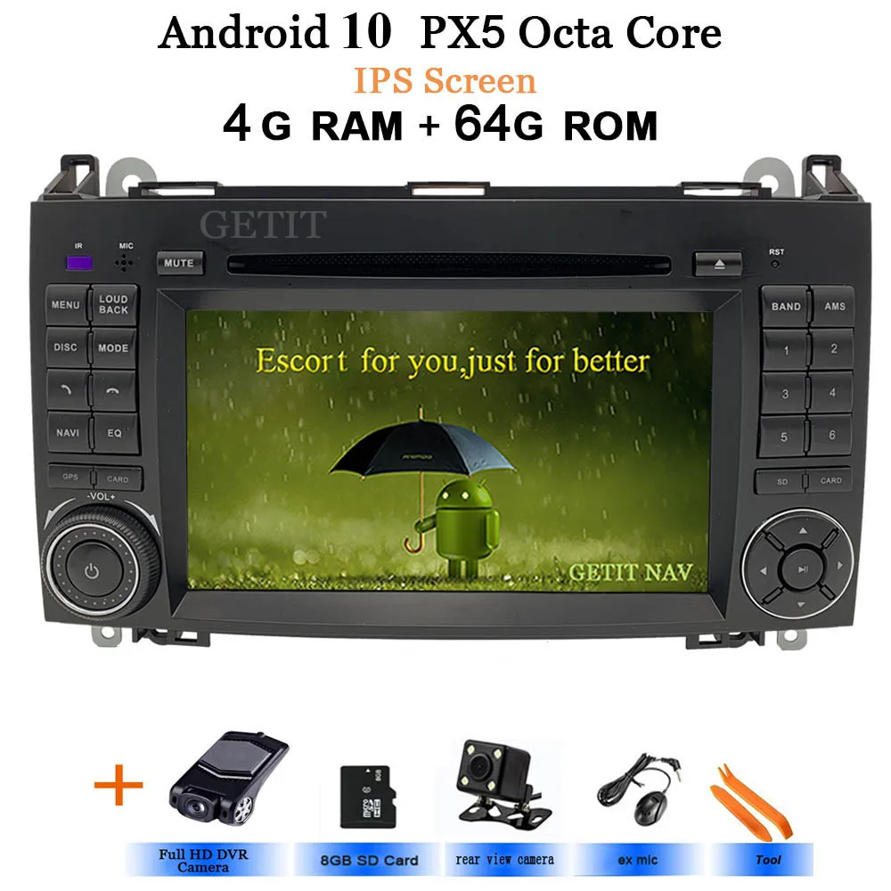 Android 10 2din Авто Радио DVD мультимедиа для Mercedes Benz B200 A B класс W169 W245 Viano Vito W639 Sprinter W906 wifi gps - Цвет: IPS 4G-Rear-DVR