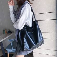 Большая вместительная мягкая женская сумка, новинка осень-зима, Корейская версия, универсальная сумка на одно плечо, простая модная сумка-тоут