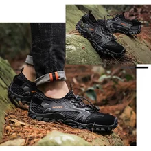 Autumn and Winter Breathable Men's Hiking Shoes Suede+ Mesh Outdoor Sneakers Climbing Shoes Sport Shoes Quick-dry Water Shoes