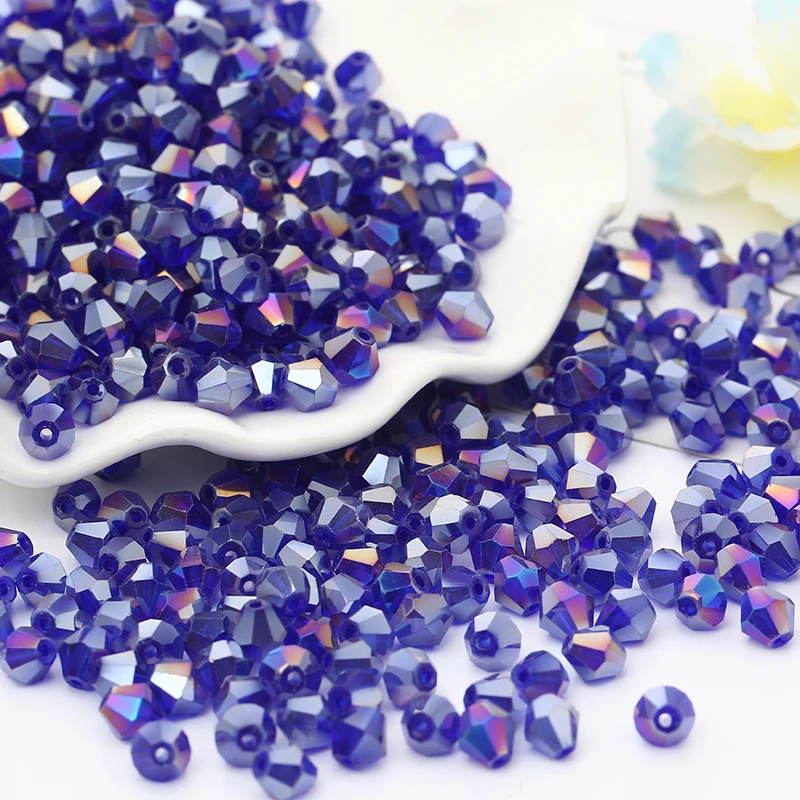 

4mm Czech Loose Bicone High Quality Crystal Beads AB Color Spacer Faceted Glass Beads Jewelry Making Diy Needlework