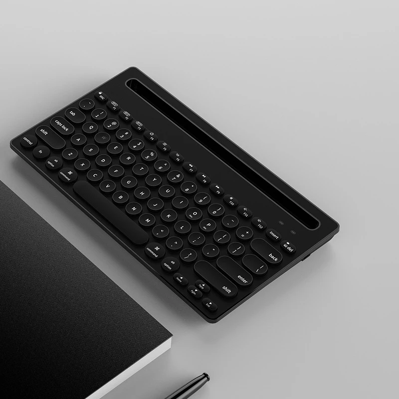 Портативный Беспроводной Bluetooth клавиатура для iPad 2/3/4 Air 2 Pro 9,7 дюймов Мини Бесшумная клавиатура для IOS и Android - Цвет: Black