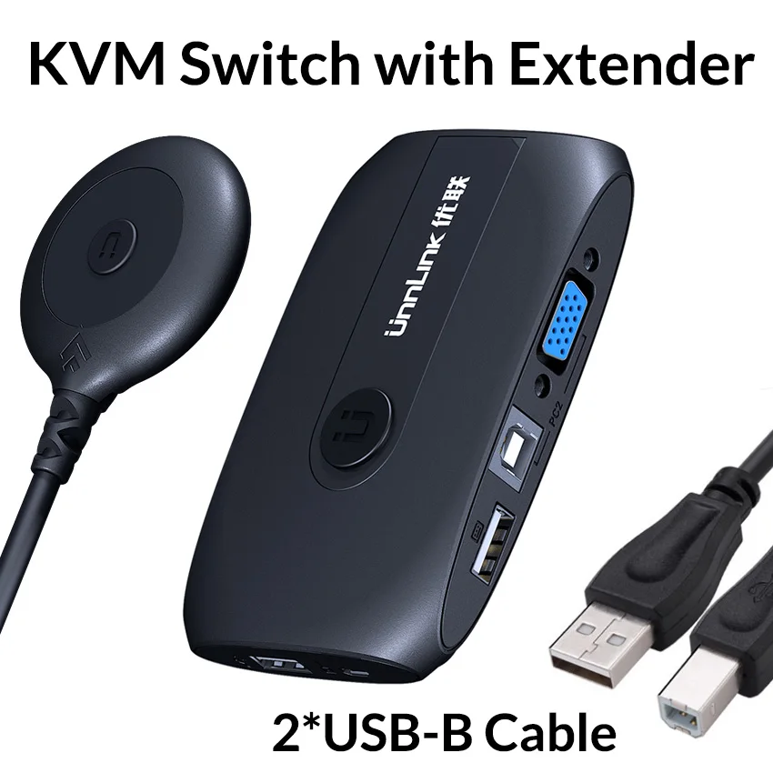 2X1 VGA KVM переключатель коробка Селектор с расширителем 2 порта USB 2,0 общий монитор мышь Клавиатура для 2 компьютера Ноутбуки ПК - Цвет: with Extender Cable