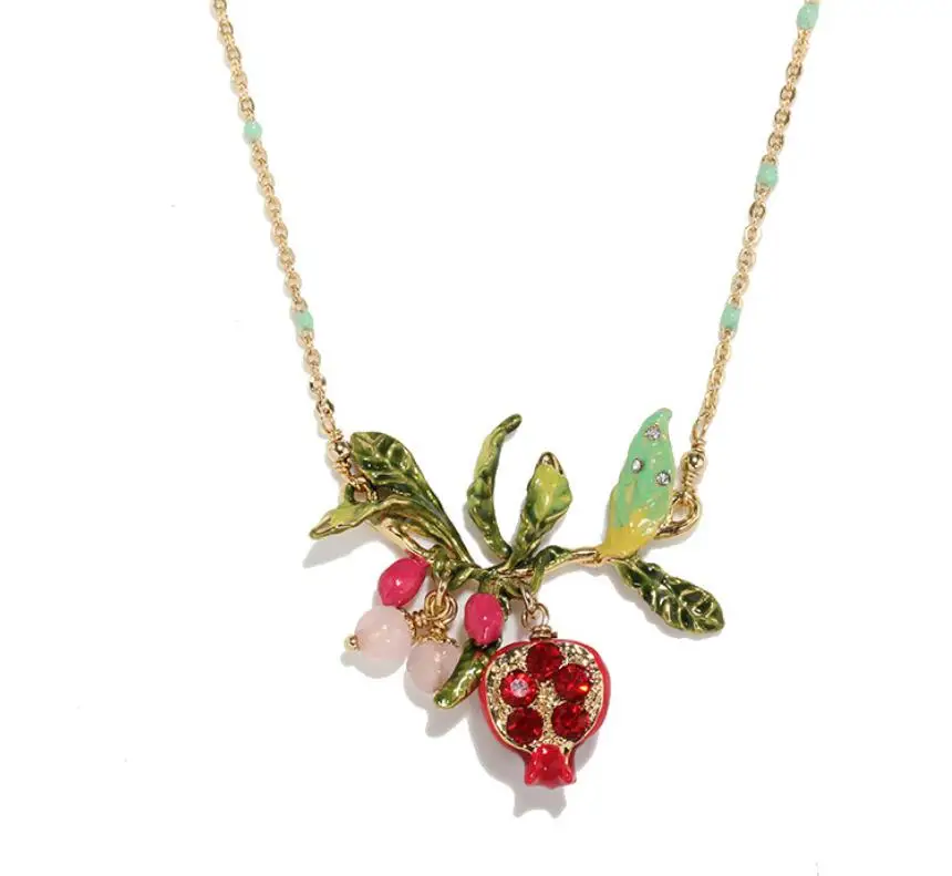 CSxjd дизайнер Небесный сад Гранатовый Цветок двойной слой большое ожерелье женские ювелирные изделия - Окраска металла: necklaces C
