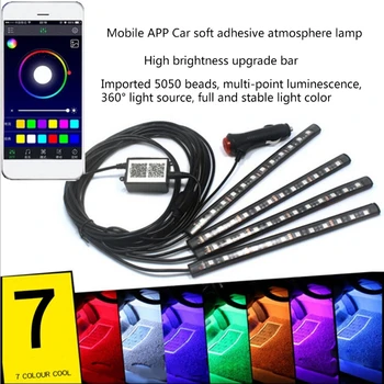 

4X 36LED RGB Car Interior Atmosphere Light Strip Bar Bluetooth APP Music Control