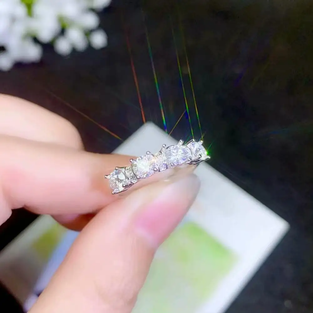 Moissanite красивое резьбовой калибр-кольцо, серебряное кольцо с бриллиантом 925 пробы. Модные украшения, мелкие бриллианты