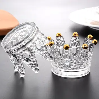 

1pc Ashtray Decor Round Crown Shape Transparent Glass Cigar Accessory Tool Cigar Ashtray Cigar Tray For Home Bar Hotel Rooms