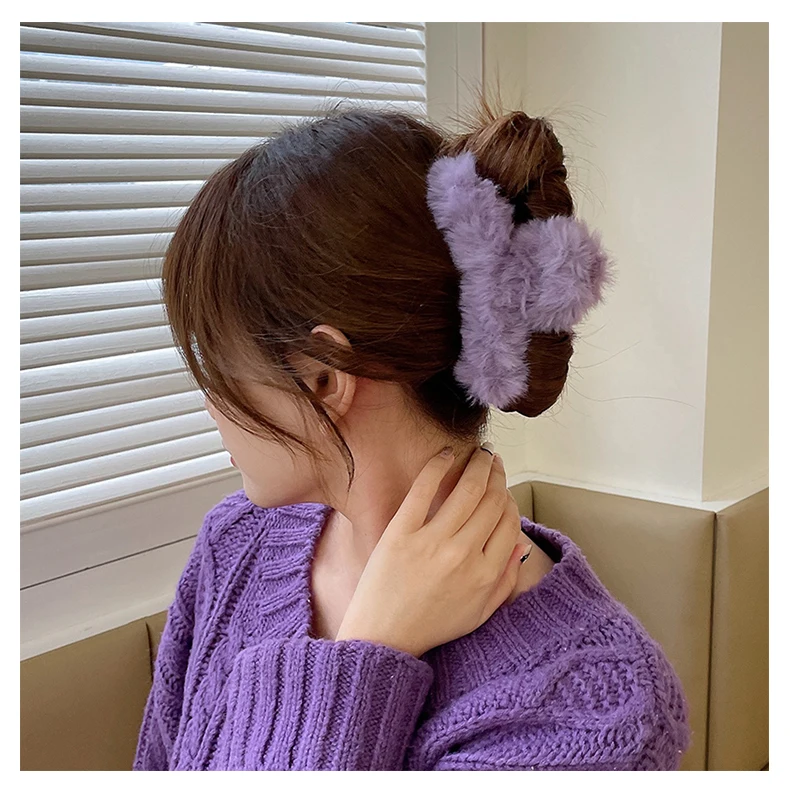 Women Plush Hair Claws Fashion Hair Clips Female Hair Crabs Soft Girl Hairgrips Elegant Headwear Woman Hair Accessories Ornament cute headbands for women