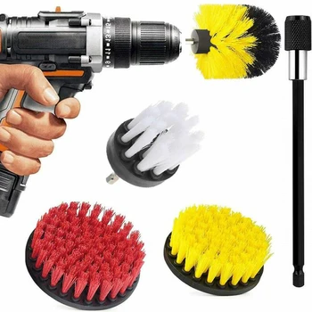 

5Pcs/set Electric Drill Brush+Extension Rod Power Scrubber Brushes Cleaning Kit