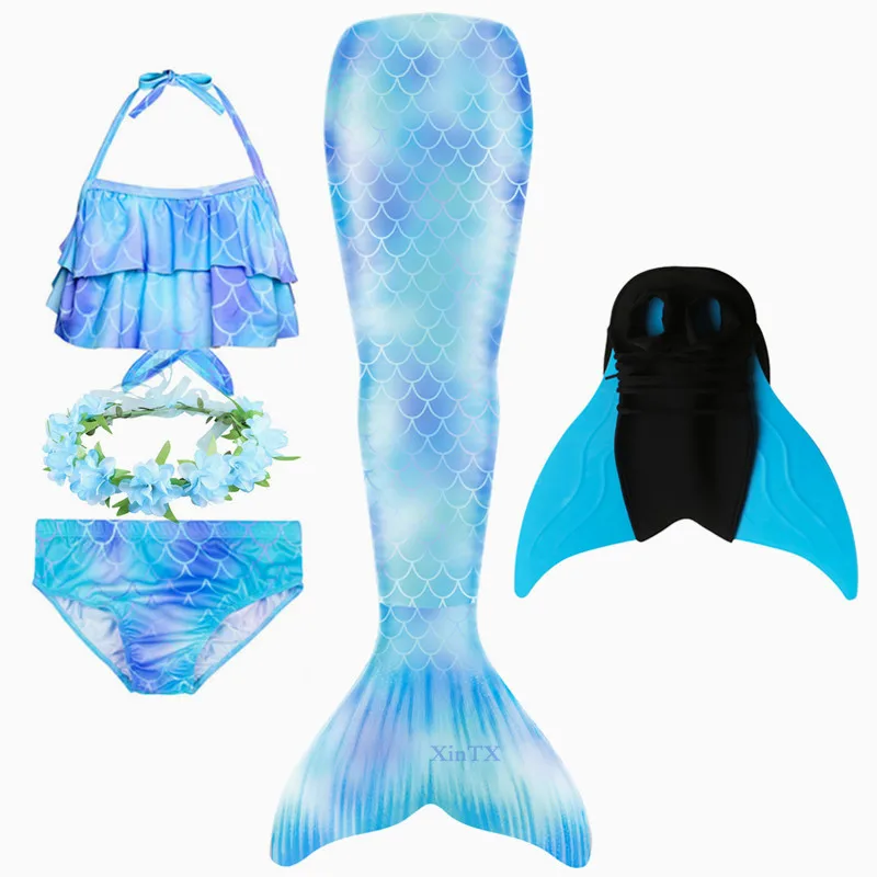 Детский плавник Ариэль хвост русалки с монофинами плавники Флиппер Купальник бикини купальный костюм платье для плавания для девочек купальный костюм
