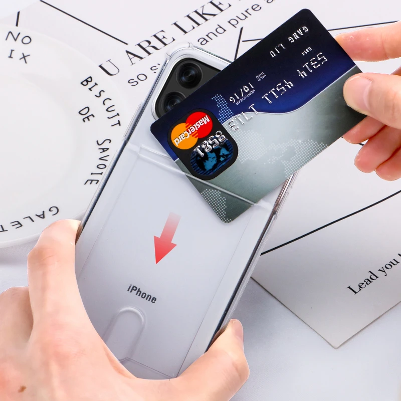 Защитный чехол для iPhone 12 11Pro X XR XS Max 6S 7 8 Plus прозрачный мягкий с отделением карт Huawei