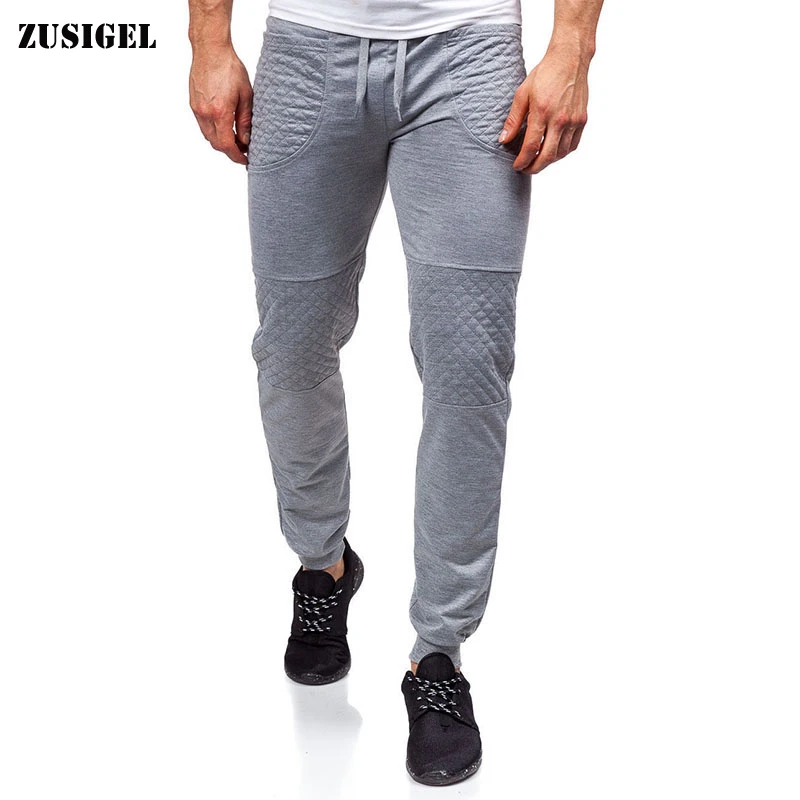 

ZUSIGEL Mens Joggers Sweatpants Gyms Geometric Patchwork Sport Trousers Drawstring Running Training Trousers