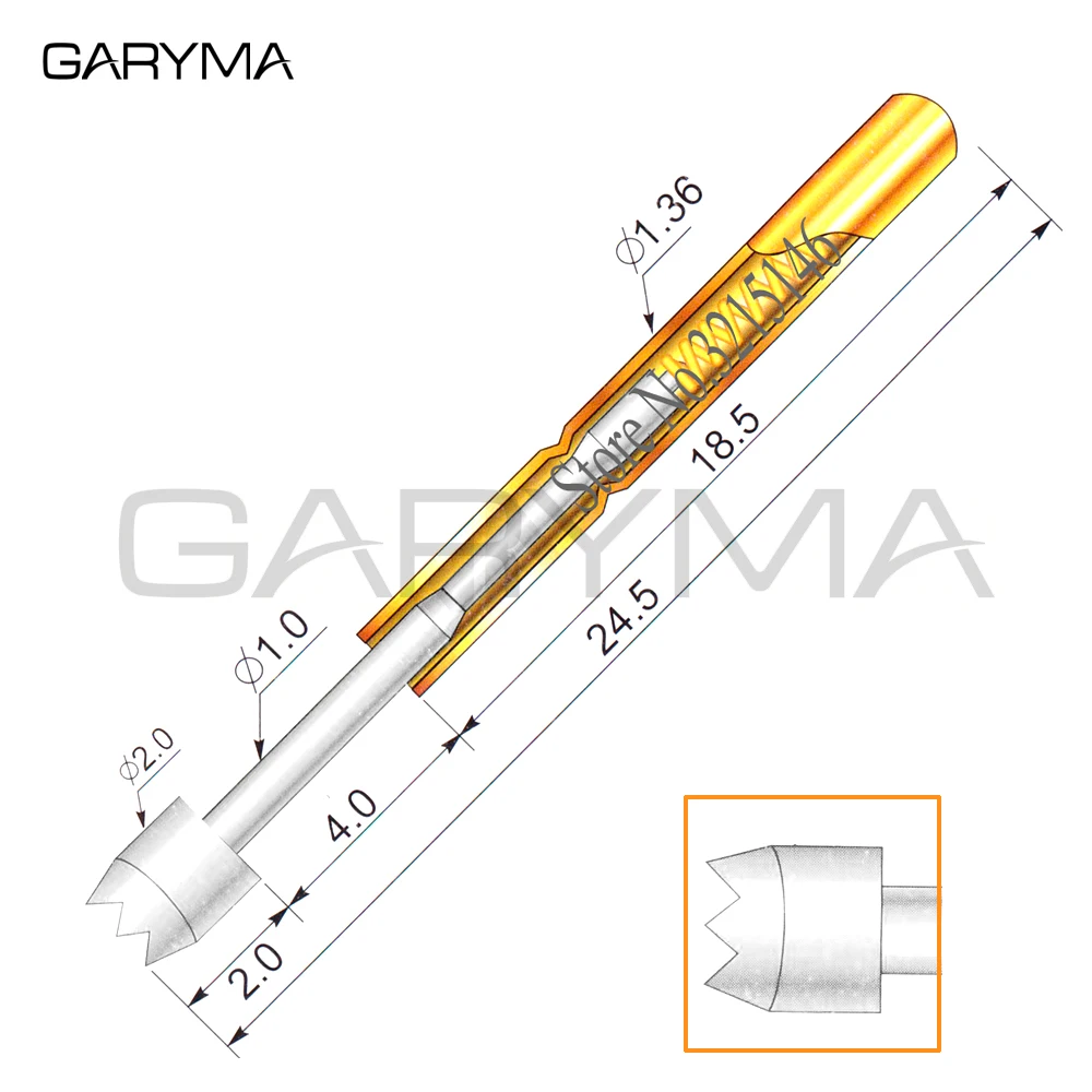100Pcs in a Pack Dia 2.0mm P160-H4 Spring Test Probes Pogo Pin Length 24.5mm Stroke Froce:140g Tool Wholesale | Инструменты