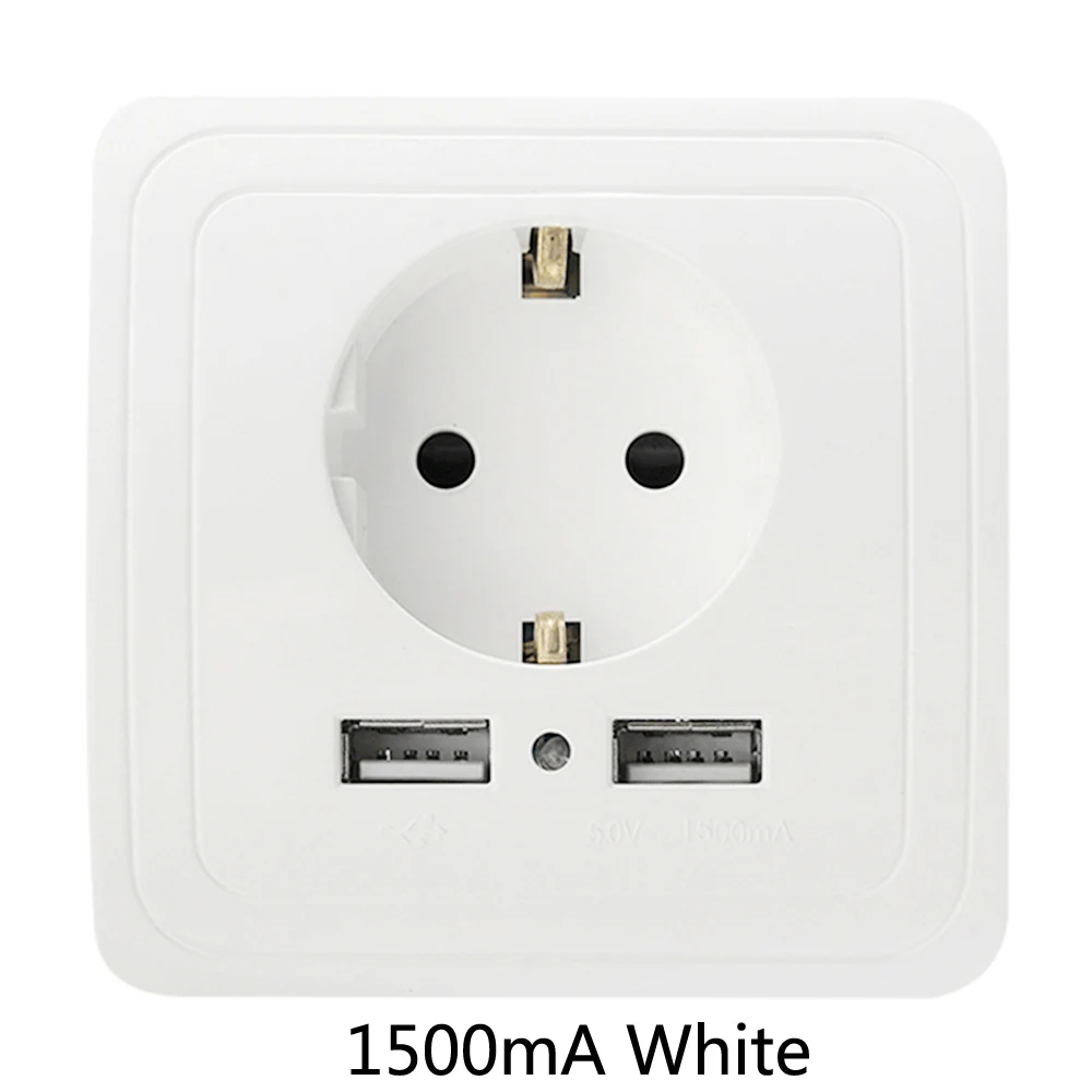 1.5A White USB настенная розетка ЕС штекер Usb настенная розетка Порты и разъёмы 250V Зарядное устройство вытяжная настольная розетка электрическая розетка USB Кухня розетки - Тип: 1.5A White