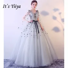 Формальные Вечерние Платья V-образным Вырезом It's Yiiya, Длина Пола Пояса Аппликации Зашнуровать, Сексуальная Модельер, Вечернее Платье, LX990,Лето