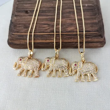 

5 Strands High Quality New Design Micro Pave Full CZ elephant shape Charm Pendant Necklaces Fashion Jewelry NK560