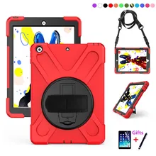 Чехол для iPad 10,2 7-го поколения A2198 A2200 A2232 дети Безопасный противоударный сверхмощный Силикон+ PC подставка крышка w/запястье