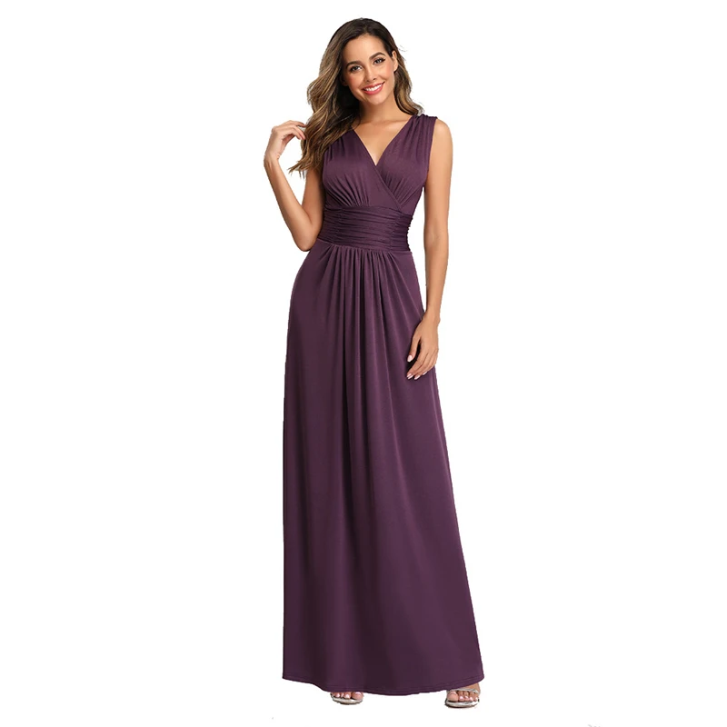 

V-neck Sleeveless Evening Dress Burgundy Blue Black Formal Party Gowns Long Elegant Robe De Soriee Hot Sale Proms Dresses