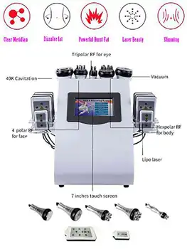 

Six-in-one 40K fat-blasting laser patch negative pressure RF shaping instrument beauty multi-pole radio frequency instrument