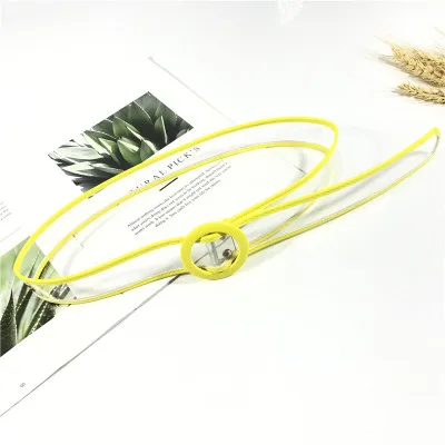 yellow Женский поясной ремень из смолы прозрачный пояс платье пояс прямоугольная пряжка черный белый кожаный ремешок - Цвет: yellow