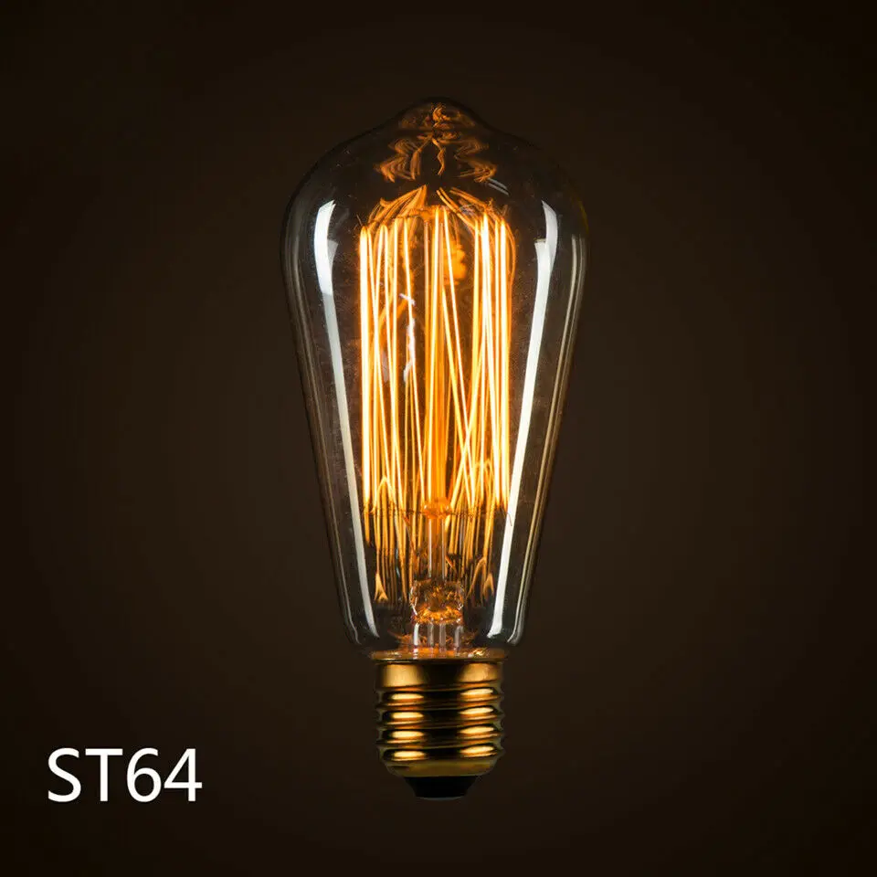 Ретро лампа ST64 25 Вт/40 Вт/60 Вт винтажная лампа Эдисона E27 Лампа накаливания спиральная/вертикальная лампа накаливания праздничный светильник для домашнего декора - Цвет: E27 Vertical 25W