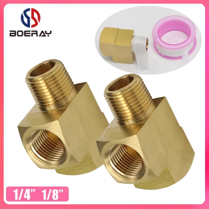KOOTANS 2pcs 1//4 3-Way Brass Hose Tube Fitting Tee Joint with NPT Female and Male Thread
