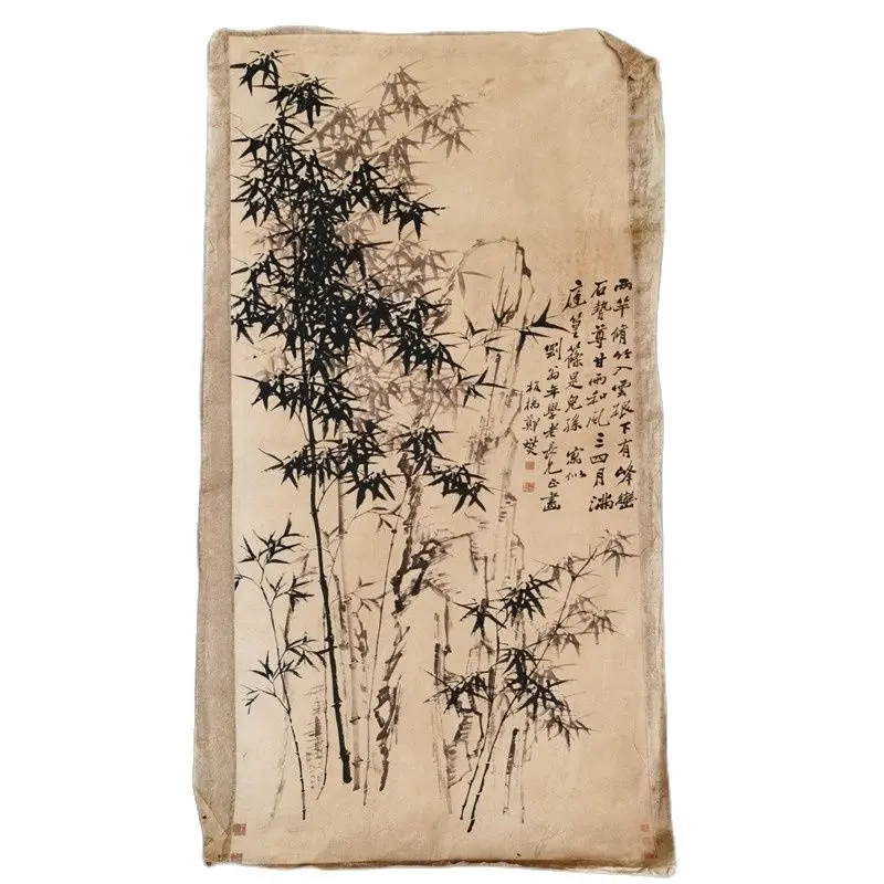 

Chinese Old Scroll Rice Paper Painting Slice Zheng Banqiao Bamboo
