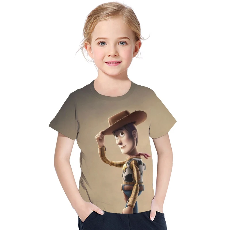 Toy Story/4 футболки, хлопковая футболка с короткими рукавами с принтом «древесный Базз Лайтер», детская одежда с рисунком для мальчиков и девочек