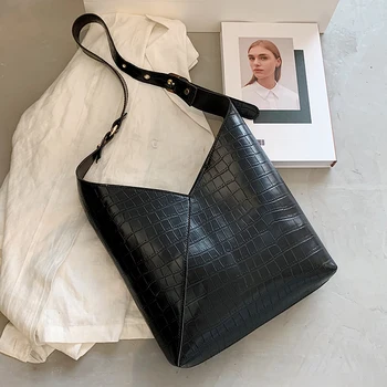 

Stone Pattern PU Leather Shoulder Bags For Women 2020 Designer Lady Crossbody Bag Female Solid Color Handbags Bucket Bag