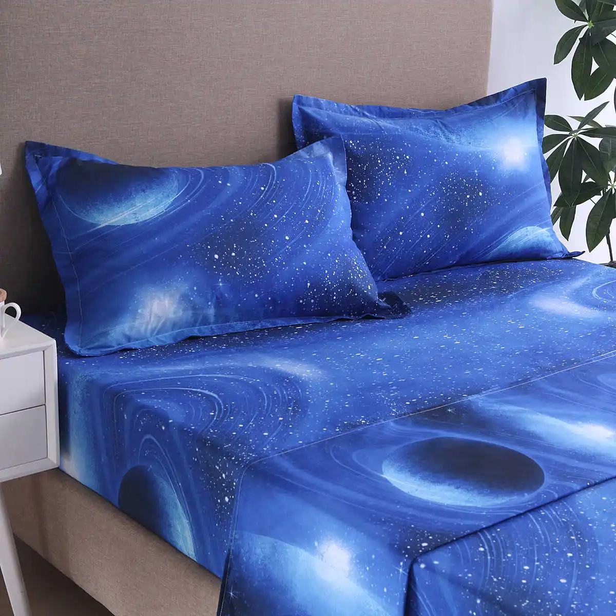Простыня для наматрасника 3D Galaxy, эластичная простыня+ простыни+ наволочка, покрывала для постельного белья с защитой от пыли