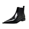 Real Leather Women Ankle Boots Pointed Toe Elastic Band Women Motorcycle Boots Slip-on Low Heels Black Shoes Female Botas Mujer ► Photo 2/6