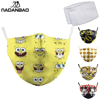 

NADANBAO Cute Yellow Bob PM2.5 Kids Mouth Masks Cartoon Print Face Mask Fabric Adult Dust Proof Mouth Cover Women Reusable Mask