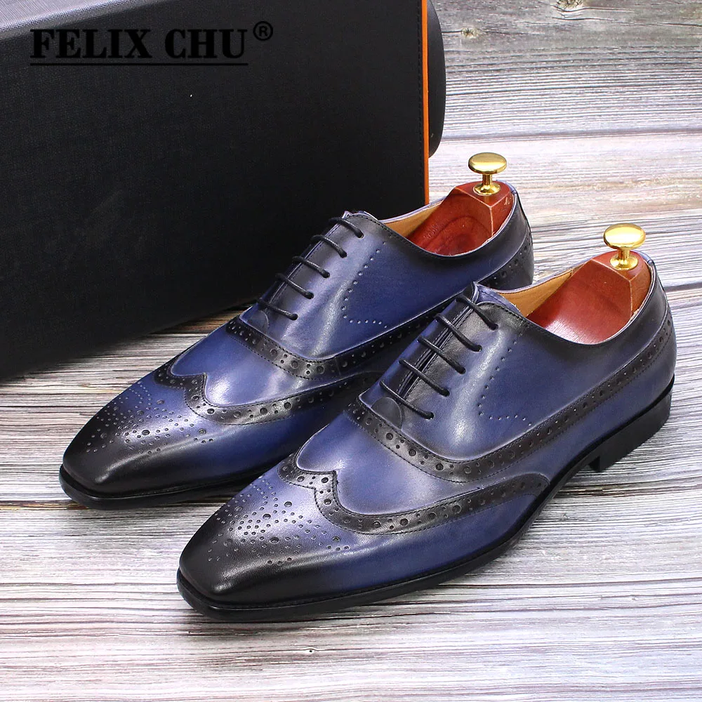 Attentive audition House Brand Dress Shoes Mens Oxford Shoes Wingtip Genuine Leather Business Office Blue  Shoes For Men Classic Brogue Lace Up Male Shoes - Men's Dress Shoes -  AliExpress