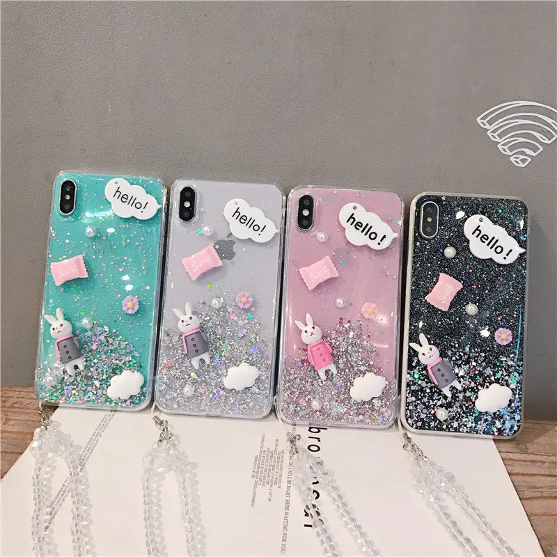 Роскошный блестящий чехол для телефона сo шнуром iPhone 6 7 8 Plus X XS XR XSMAX на голову с