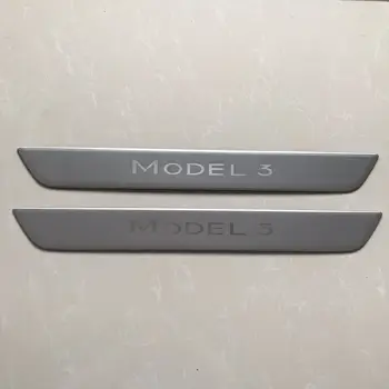 

Silver Alloy Door Sill Kick Pedal Cover Frame for 2017-2020 Tesla Model 3 2018 2019