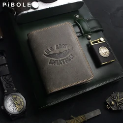 Printed Army Aviation Card Case Genuine Leather Driver License Holder Bag Credit Card Slot Wallet Handmade Cowhide Coin Purse