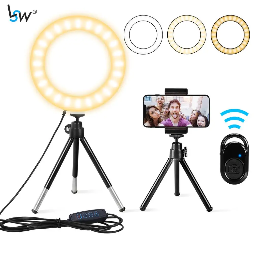 Ring-Light Tripod-Stand Cell-Phone-Holder Selfie Led Youtube/video-Conference Mini 