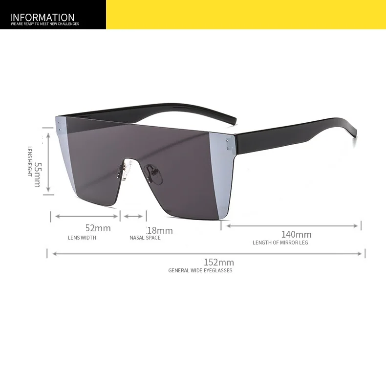 Cubojue Oversized Sunglasses Men Women Steampunk Sun Glasses for Man Woman Fashion Shades Hip Hop Huge Big Rectangle Double Tint