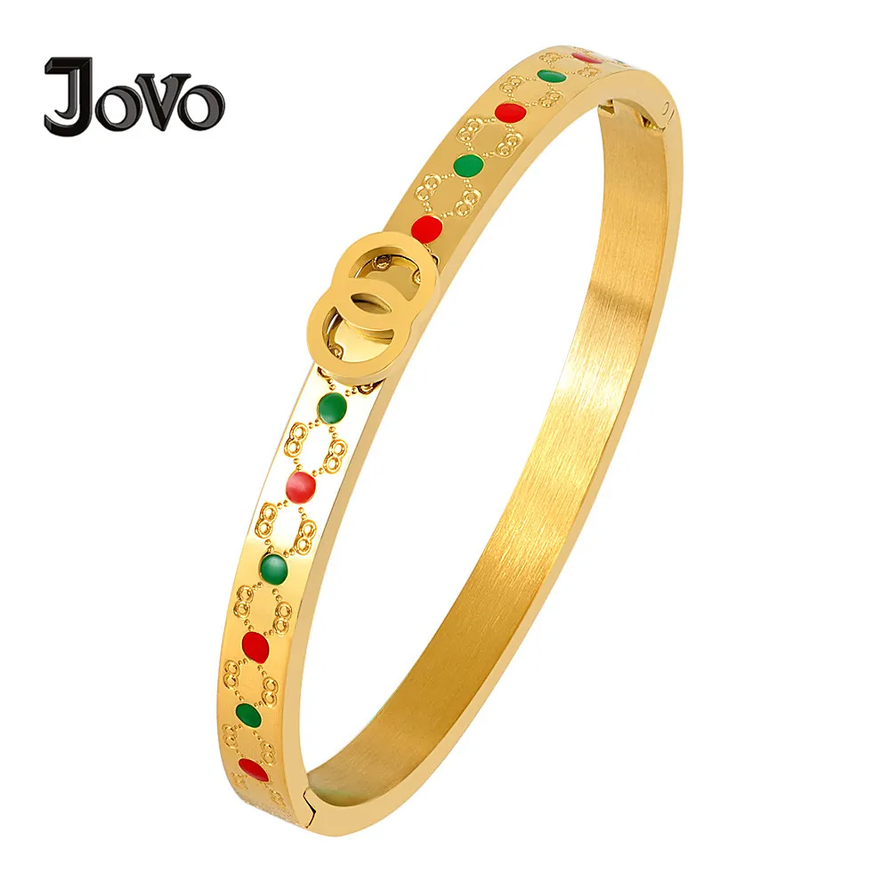 Золотые стальные браслеты JOVO LOVE для женщин оптовая продажа известные брендовые