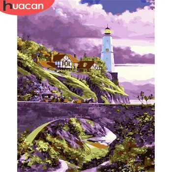 

HUACAN DIY Pictures By Number Lighthouse Kits Home Decor Painting By Numbers Landscape Drawing On Canvas HandPainted Art Gift