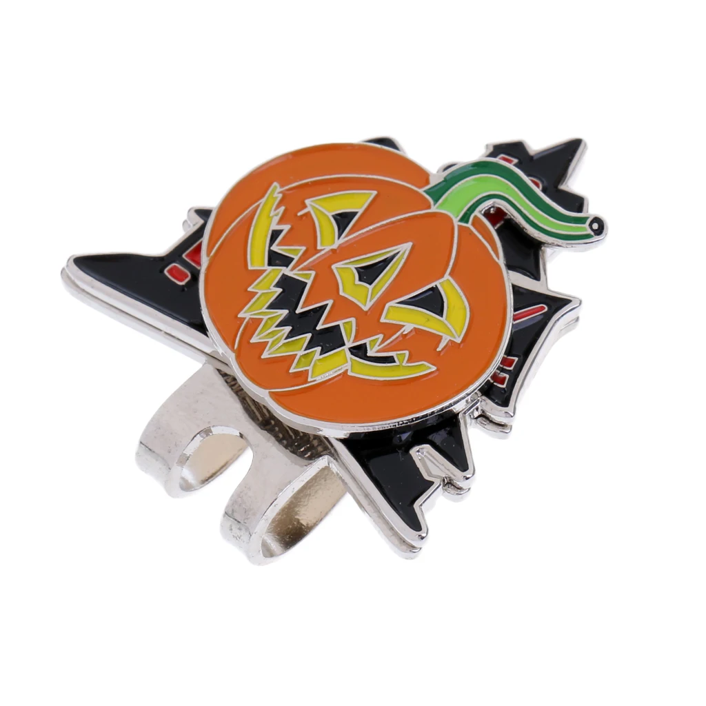 

5 Pieces Sturdy Halloween Pumpkin Pattern Magnetic Hat Cap Visor Clip-on Golf Ball Marker Gifts